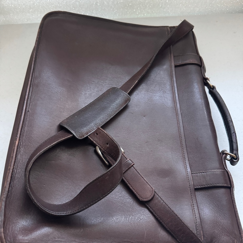 COACH LEATHER Unisex Madison #5325 Briefcase Laptop Bag Dark Brown Vintage - Picture 3 of 16